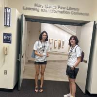 Students on tour of library